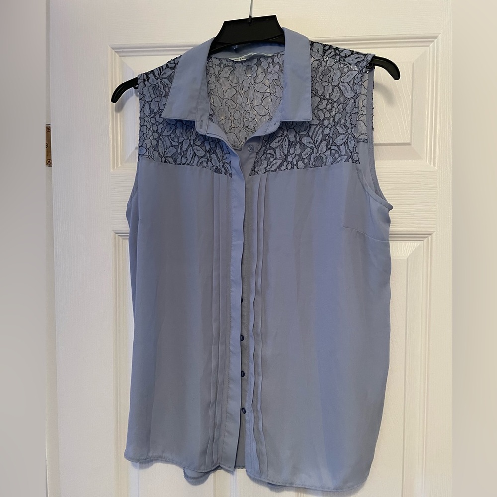 Chloe petite sleeveless lace flowing blouse with pleating detail